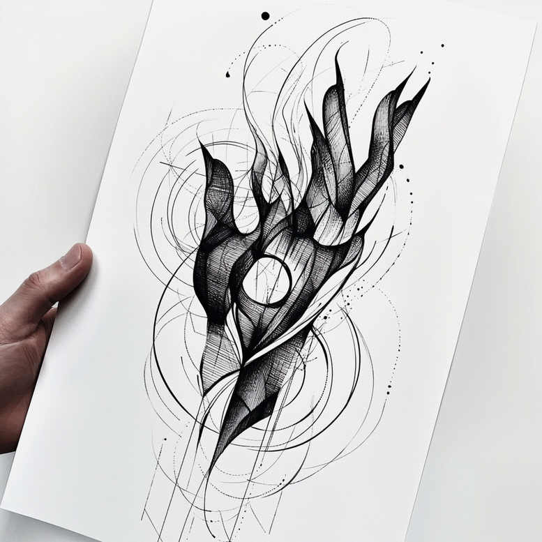 continuous-line-tattoo – tattoo design ideas free ai generated – diminutive – for-toe – Gallery: geometric-inkby-ai