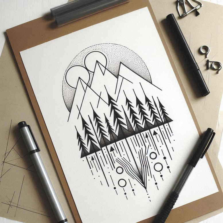 contour-tattoo – tattoo design ideas free ai generated – concise – for-upper-arm – Gallery: geometric-inkby-ai