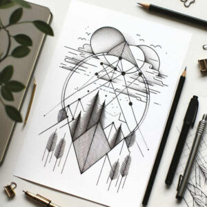 fractal-tattoo – tattoo design ideas free ai generated – gentle-angle – for-shoulder-blade – Gallery: geometric-inkby-ai