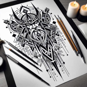 geometric-art-tattoo – tattoo design ideas free ai generated – precise – for-foot – Gallery: geometric-inkby-ai