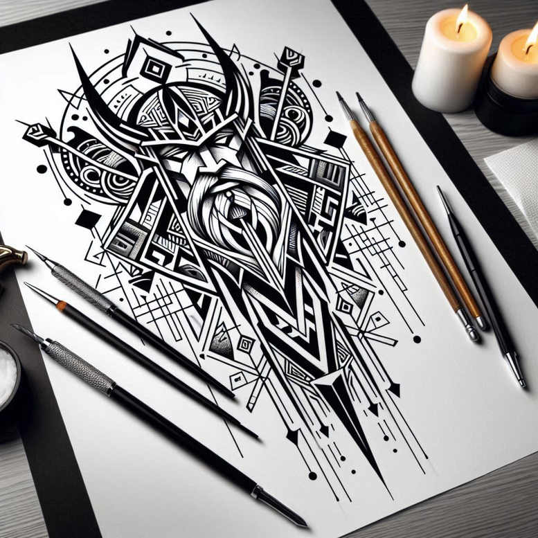 geometric-art-tattoo – tattoo design ideas free ai generated – precise – for-foot – Gallery: geometric-inkby-ai