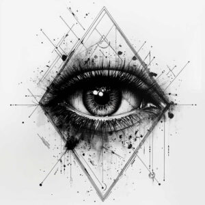 geometric-outline – tattoo design ideas free ai generated – punctual – for-behind-ear – Gallery: geometric-inkby-ai