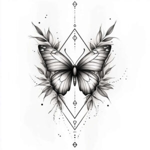 minimalist-geometric-design – tattoo design ideas free ai generated – airy-touch – for-upper-back – Gallery: geometric-inkby-ai