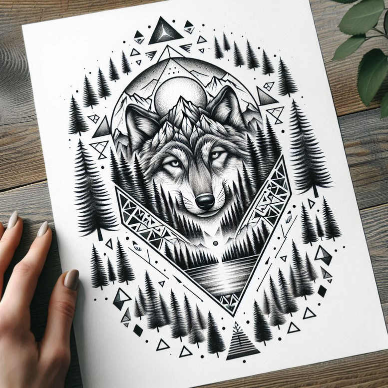 polygonal-tattoo – tattoo design ideas free ai generated – micro-tattoo – for-full-back – Gallery: geometric-inkby-ai