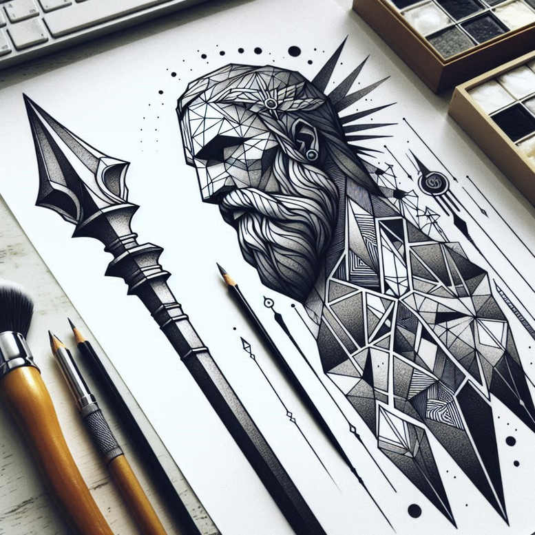 symmetrical-design-tattoo – tattoo design ideas free ai generated – clear-edge – for-shoulder – Gallery: geometric-inkby-ai