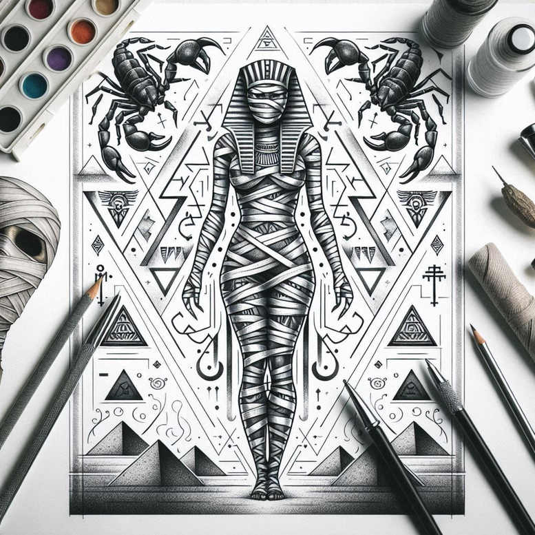 geometric tattoo design ideas isometric projection centerpiece shows endurance