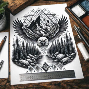 geometric tattoo design ideas math inspired circular grid represents determination