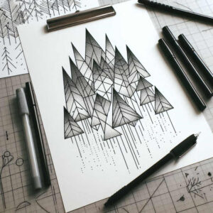 geometric tattoo design ideas polygon mesh delicate arcs symbol of perseverance