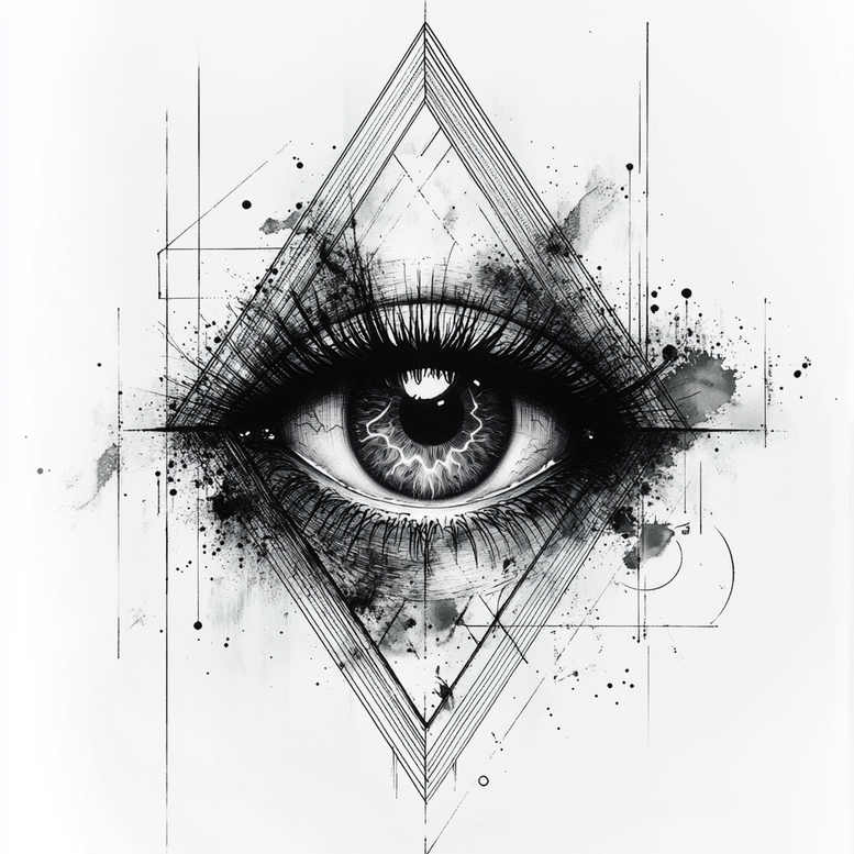geometric tattoo design ideas abstract polygons fractal for back of neck