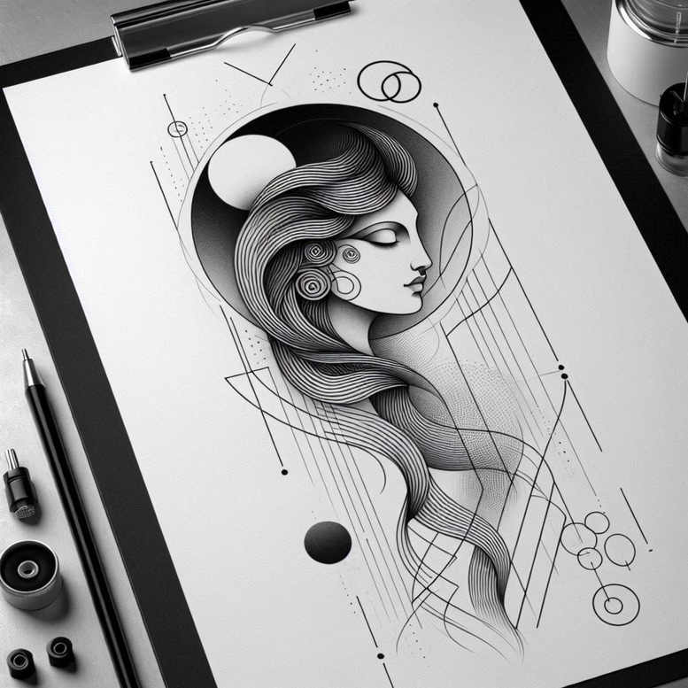 geometric tattoo design ideas symmetry axis fractal for lower leg