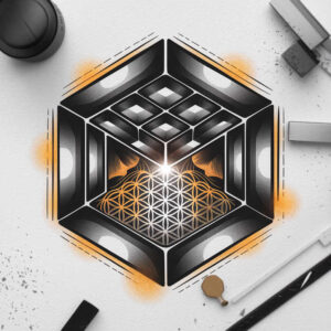 geometric tattoo design ideas polygonal harmony lines for lower leg