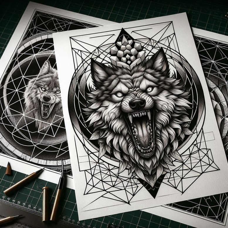 geometric tattoo design ideas triangle infinite pattern embodying determination