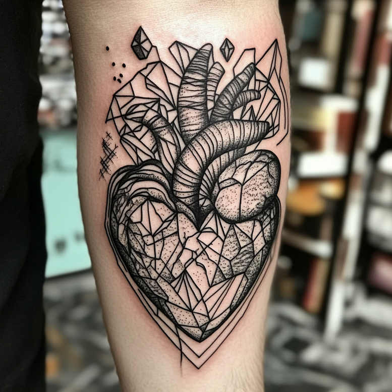geometric tattoo design ideas geometric radiant center symbolising perseverance