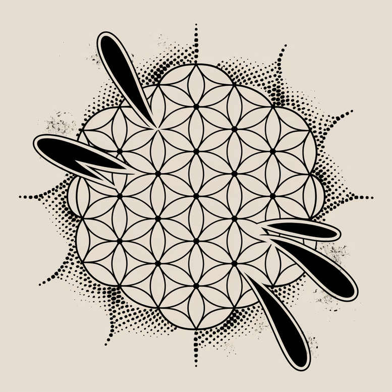 geometric tattoo design ideas solid fill spiritual design for abdomen