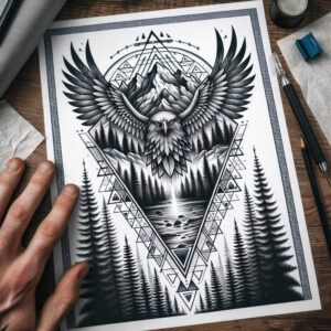 geometric tattoo design ideas modular shape spokes shows determination
