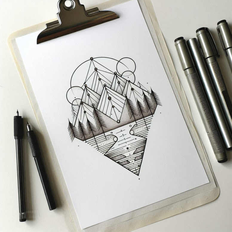 wavy-line-tattoo – tattoo design ideas free ai generated – empty-space – for-lower-back – Gallery: geometric-inkby-ai