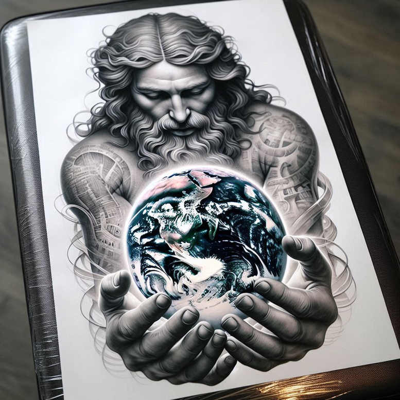 creator-god – tattoo design ideas free ai generated – depth-realism – for-full-back – Gallery: god-inkby-ai