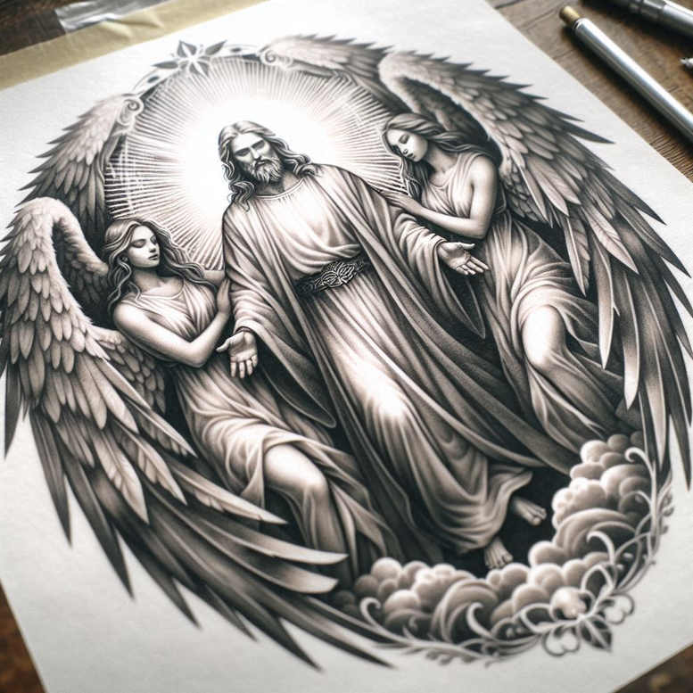 divine-energy – tattoo design ideas free ai generated – skin-texture – for-back-of-neck – Gallery: god-inkby-ai
