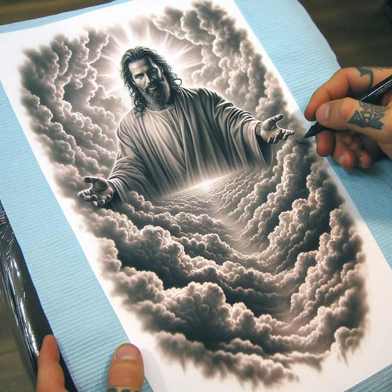 divine-power – tattoo design ideas free ai generated – realistic-texture – for-behind-ear – Gallery: god-inkby-ai