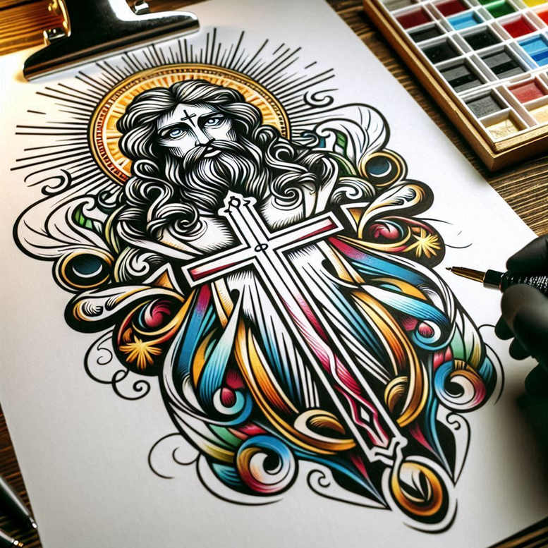 god-of-universe – tattoo design ideas free ai generated – moist-gloss – for-thigh – Gallery: god-inkby-ai