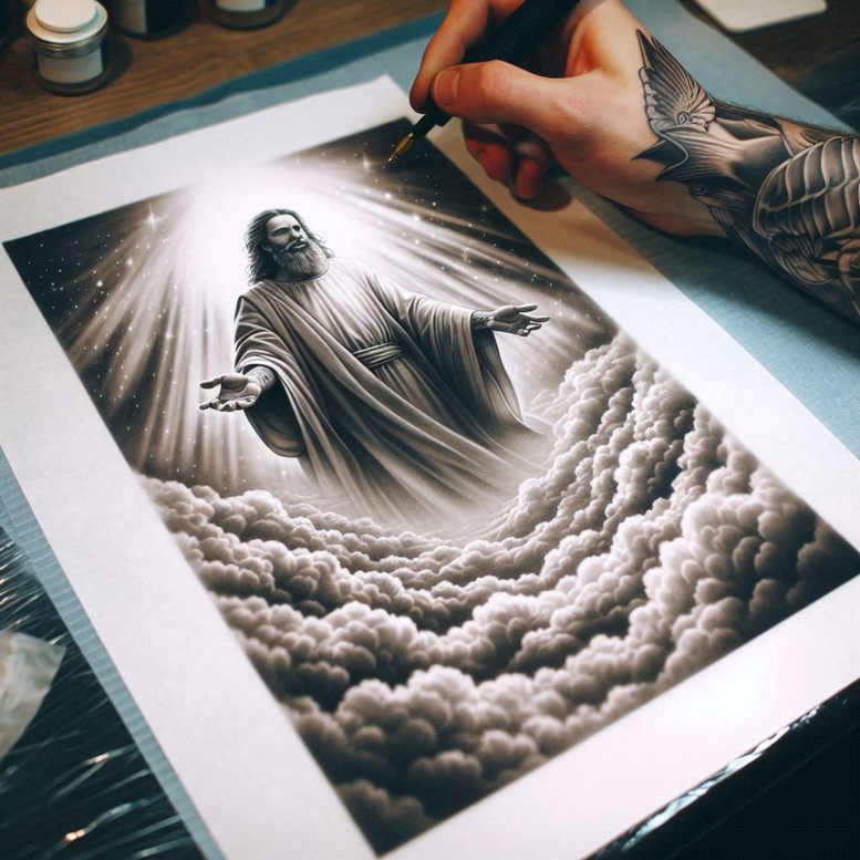 prayer-god-surrealism-hallucinogenic-for-inner-arm – tattoo design ideas free ai generated – Gallery: god-inkby-ai