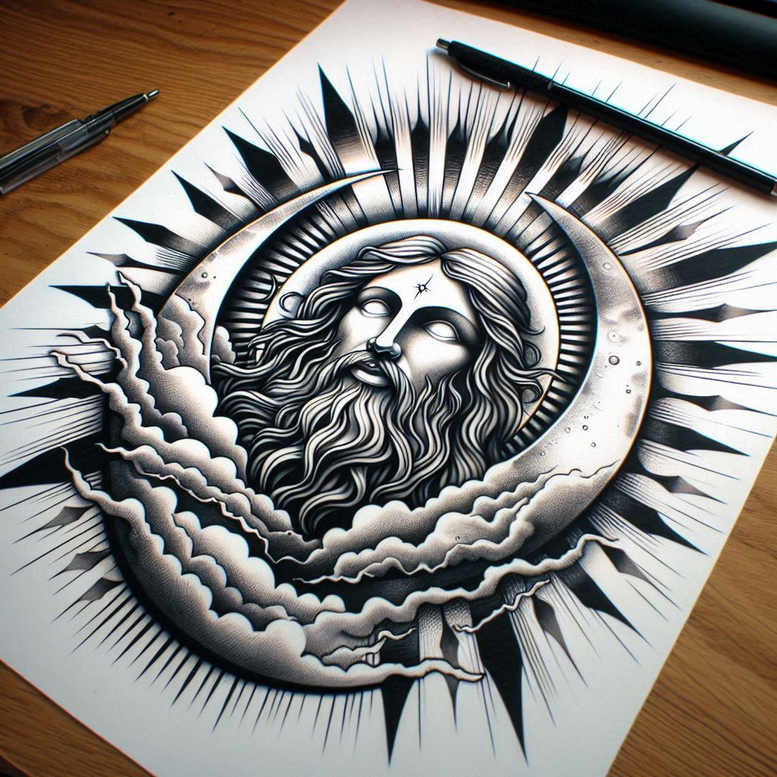 sacred-presence – tattoo design ideas free ai generated – light-play – for-heel – Gallery: god-inkby-ai