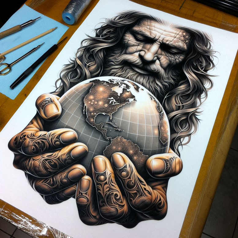 god tattoo design ideas Realism real shadows divine aura represents strength