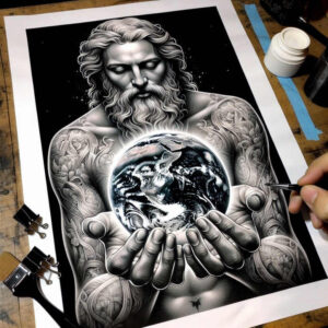 god tattoo design ideas Surrealism metaphysical divine for sternum