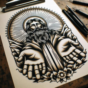 god tattoo design ideas Realism color precision protector for stomach