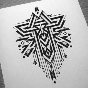 abstract-graphic – tattoo design ideas free ai generated – hexagonal-grid – for-biceps – Gallery: graphic-inkby-ai