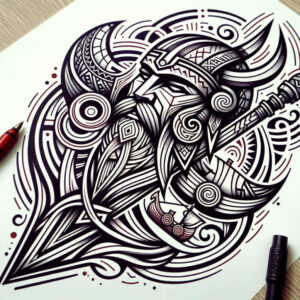 curved-line – tattoo design ideas free ai generated – wave-grid – for-stomach – Gallery: graphic-inkby-ai