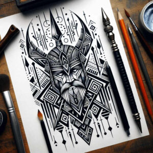 graphic-patterns – tattoo design ideas free ai generated – vector-lines – for-full-back – Gallery: graphic-inkby-ai