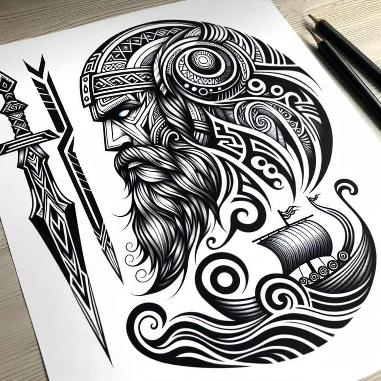 graphic tattoo design ideas vibration angular form for upper thigh