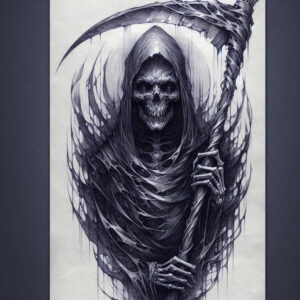 shadowy-figure-ancient-curse-neotraditional-solid-fill – tattoo design ideas free ai generated – Gallery: grim-reaper-inkby-ai