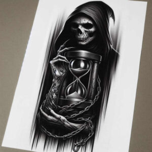 for-women – tattoo design ideas free ai generated – neotraditional-modern-twist – for-collarbone – Gallery: grim-reaper-inkby-ai