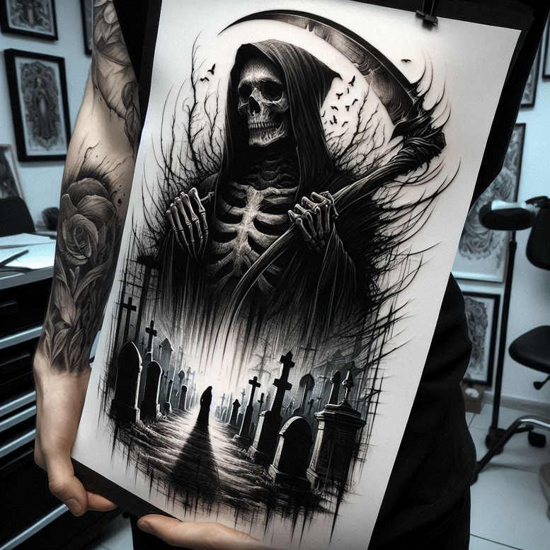 grim-reaper-void-neotraditional-classic-shading – tattoo design ideas free ai generated – Gallery: grim-reaper-inkby-ai