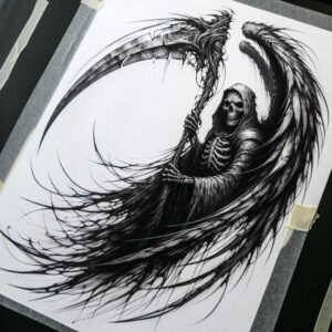 grim-reaper tattoo design ideas geometric dark aura embodying courage