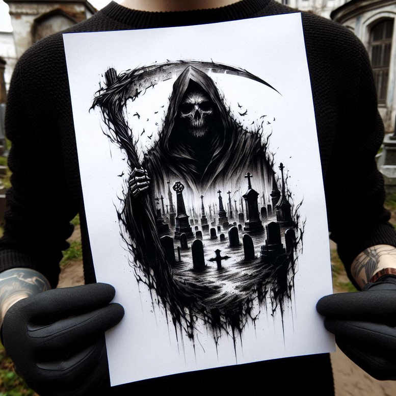 grim-reaper tattoo design ideas Surrealism abstract mysterious shows perseverance