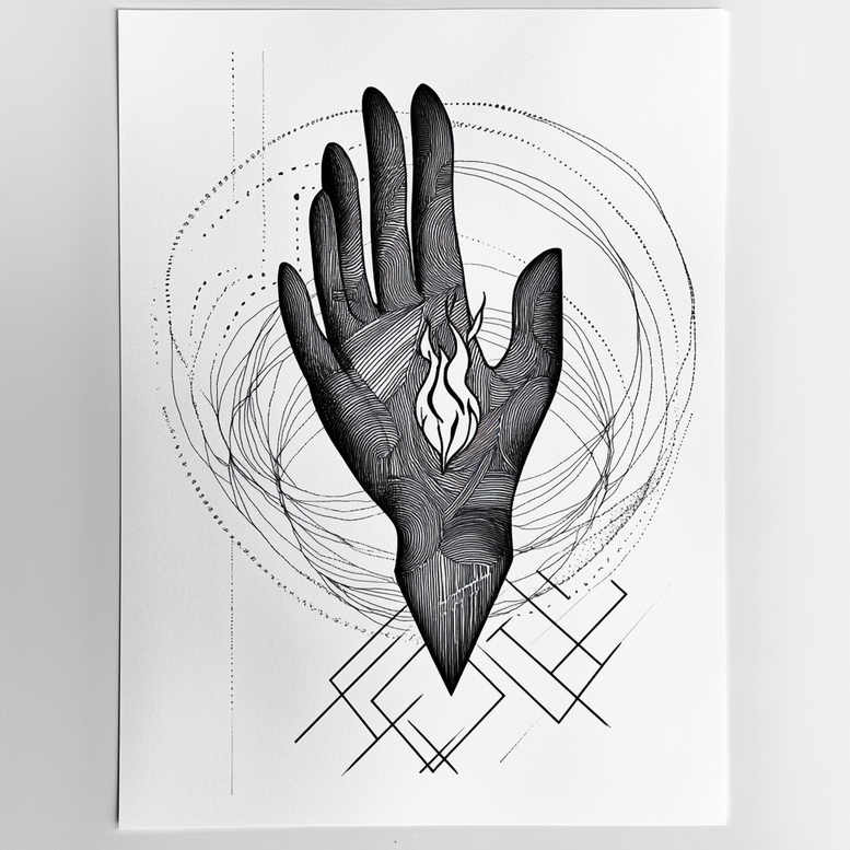 hands-in-shadow – tattoo design ideas free ai generated – realism-focal-blur – for-lower-chest – Gallery: hands-inkby-ai
