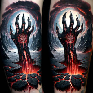 hands-with-energy – tattoo design ideas free ai generated – neotraditional-refined-lines – for-calf – Gallery: hands-inkby-ai