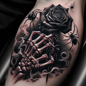 hands-with-shadow – tattoo design ideas free ai generated – neotraditional-color-overlays – for-thigh – Gallery: hands-inkby-ai
