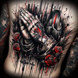 hands-with-strokes – tattoo design ideas free ai generated – neotraditional-precise-lines – for-upper-shoulder – Gallery: hands-inkby-ai