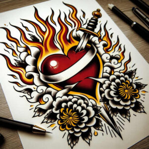 heart-hope-symbol – tattoo design ideas free ai generated – neotraditional-balanced-color – for-side-torso – Gallery: hearts-inkby-ai
