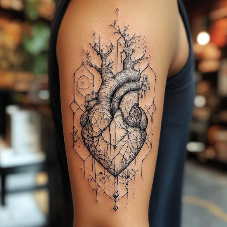 heart-with-details – tattoo design ideas free ai generated – realism-smooth-gradients – for-lower-back – Gallery: hearts-inkby-ai