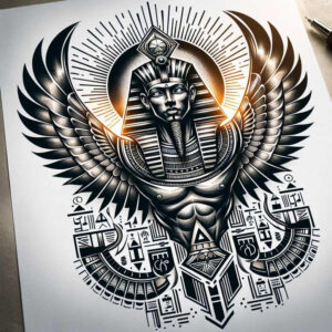 ancient-god-neotraditional-artistic-flair-for-scapula – tattoo design ideas free ai generated – Gallery: horus-inkby-ai