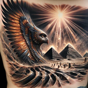 horus tattoo design ideas Surrealism impossible forms majestic for scapula