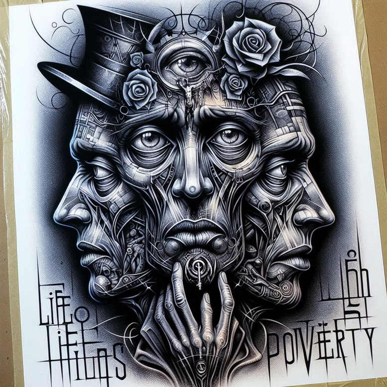 Surrealistyczne postacie - Free tattoo design ideas ai genereted - inkby.ai