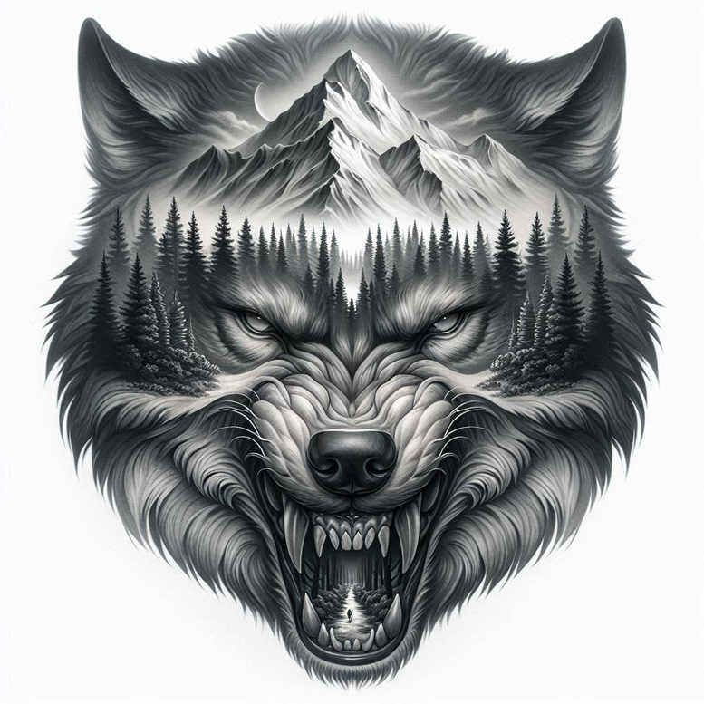 Wilki - Free tattoo design ideas ai genereted - inkby.ai