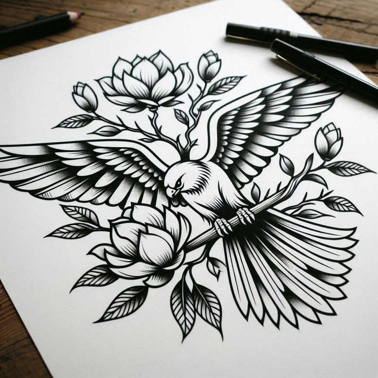 Inne ptaki - Free tattoo design ideas ai genereted - inkby.ai