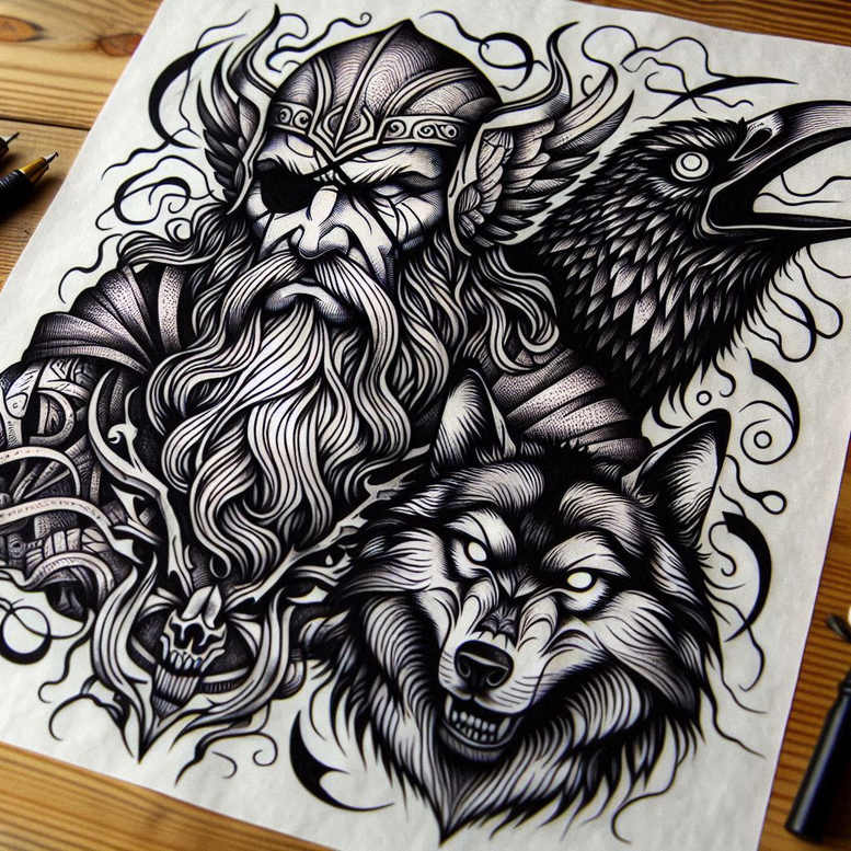 Odin - Free tattoo design ideas ai genereted - inkby.ai